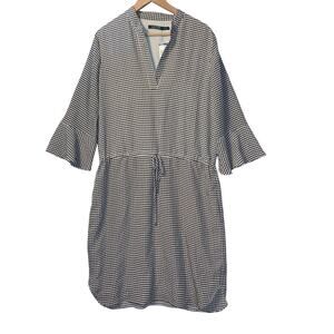 Ralph Lauren Shirt Dress LRL Houndstooth Black Cream Cinch Waist sz 14 NWT